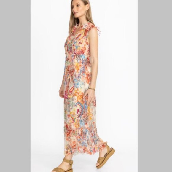 NWT Johnny Was Mazzy Embroidered Mesh Tie Dress Leafy Size Small - Picture 6 of 16